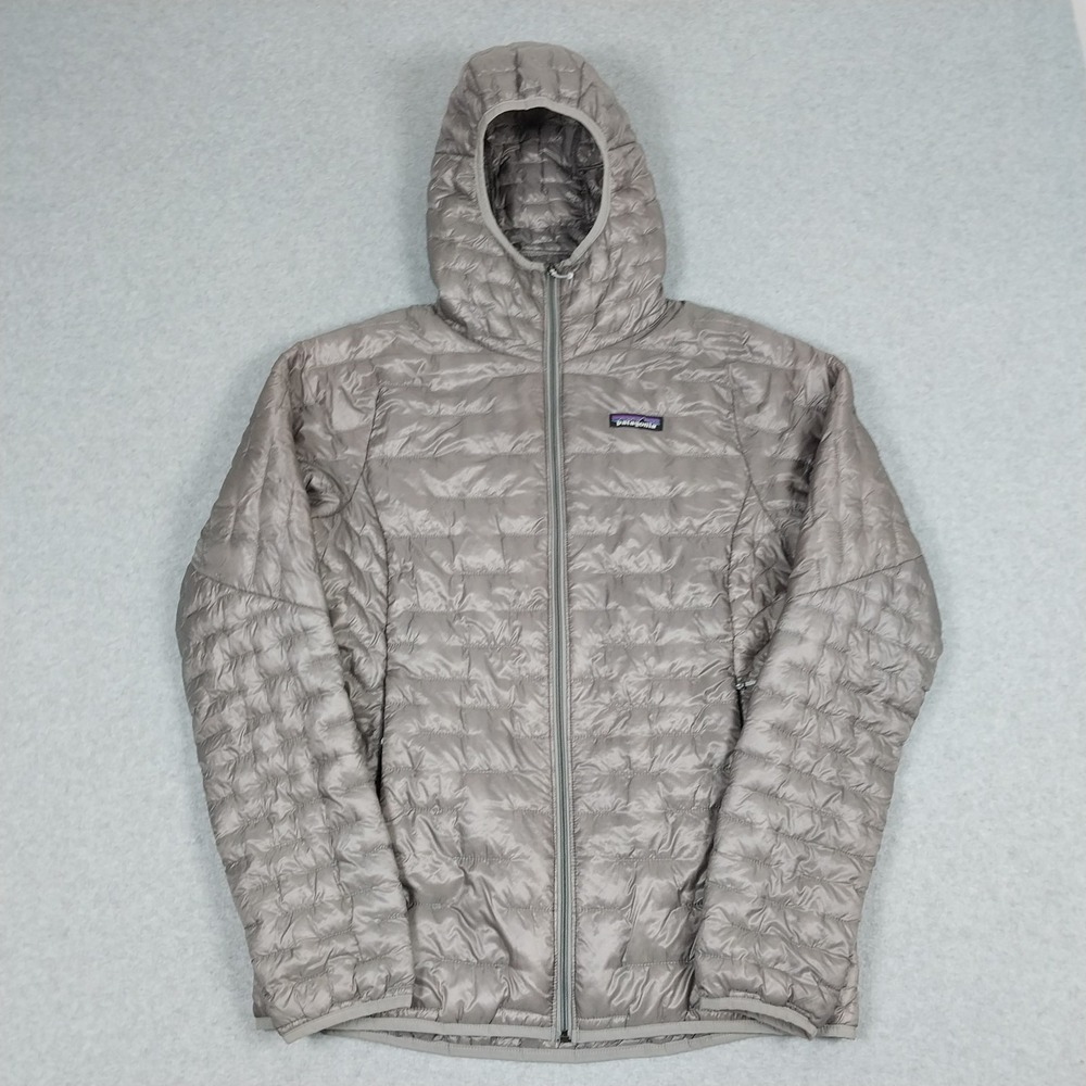 Patagonia Jacket Womens Medium Feather Gray Micro Puff Hoody Quilted Packable